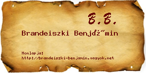 Brandeiszki Benjámin névjegykártya
